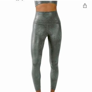 Dark green faux leather leggings